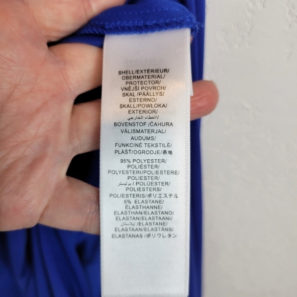 Adrianna Papell Embellished One Shoulder Jersey Cocktail Dress BrilliantSapphire - Picture 15 of 16